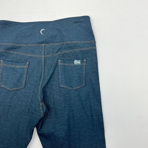 Zyia Active Womens Green Tan Elastic Waist Pull On Ankle Leggings Size 4 - Picture 6 of 8